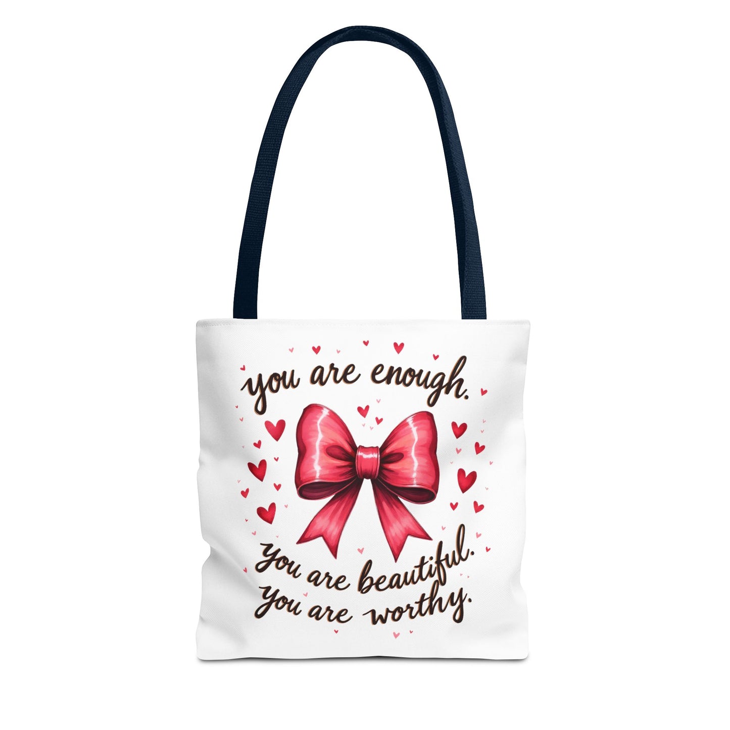 You Are Enough Tote Bag - Inspirational Bow Design for Empowerment and Self-Love