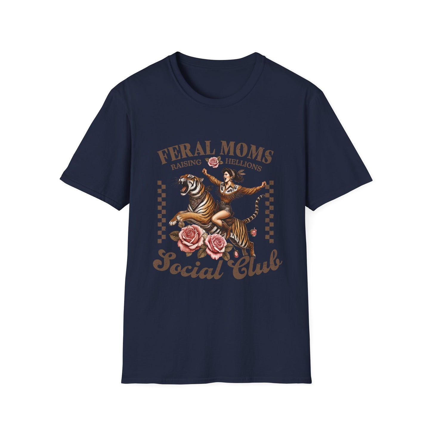 Feral Moms Social Club T‑Shirt — Raising Hellions Vintage Tattoo Floral Design