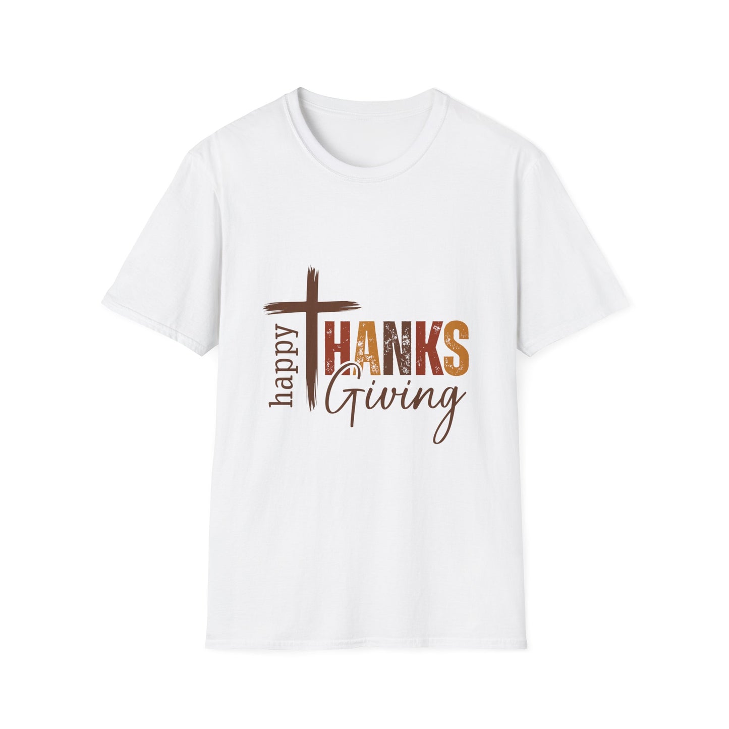 Thanksgiving Cross T‑Shirt — "Happy Thanksgiving" Faithful Fall Tee