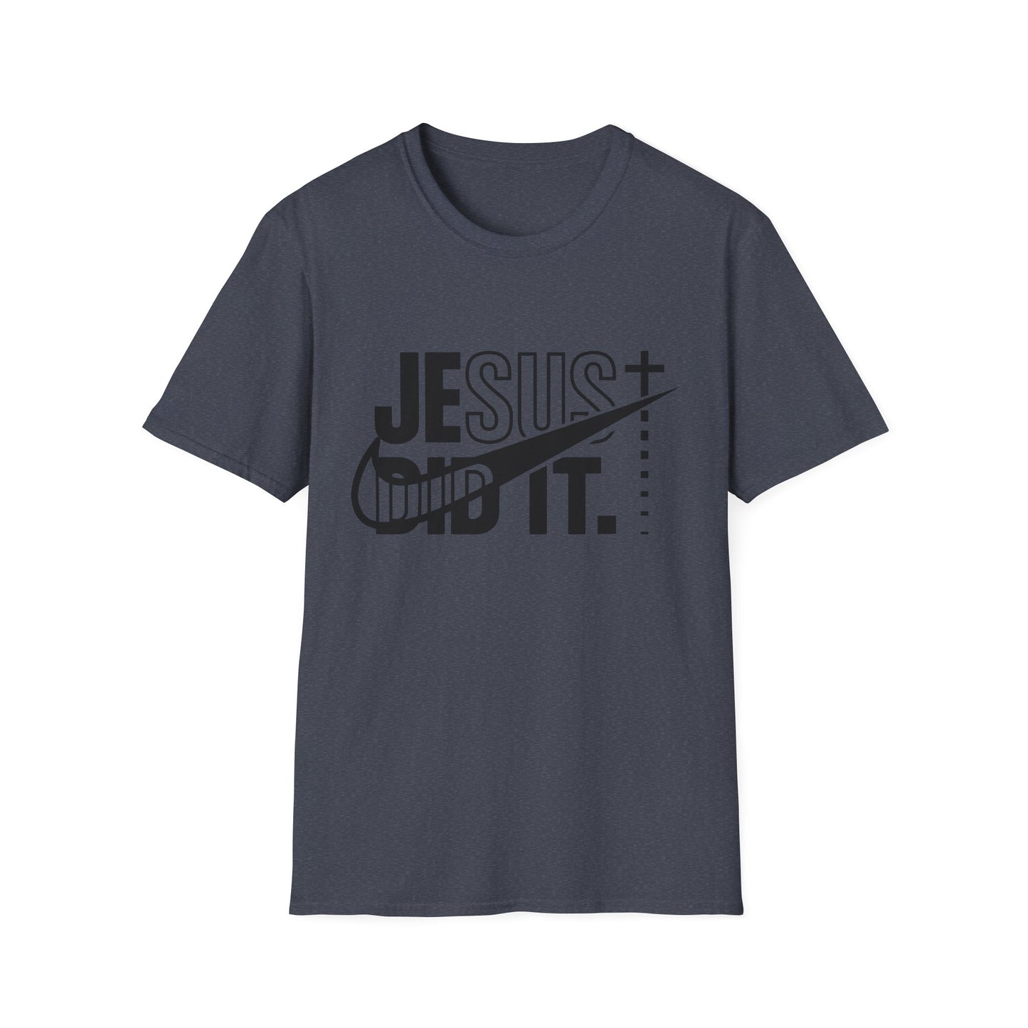 Jesus Did It T-Shirt — Christian Faith Graphic Tee (Jesus + Swoosh Design)