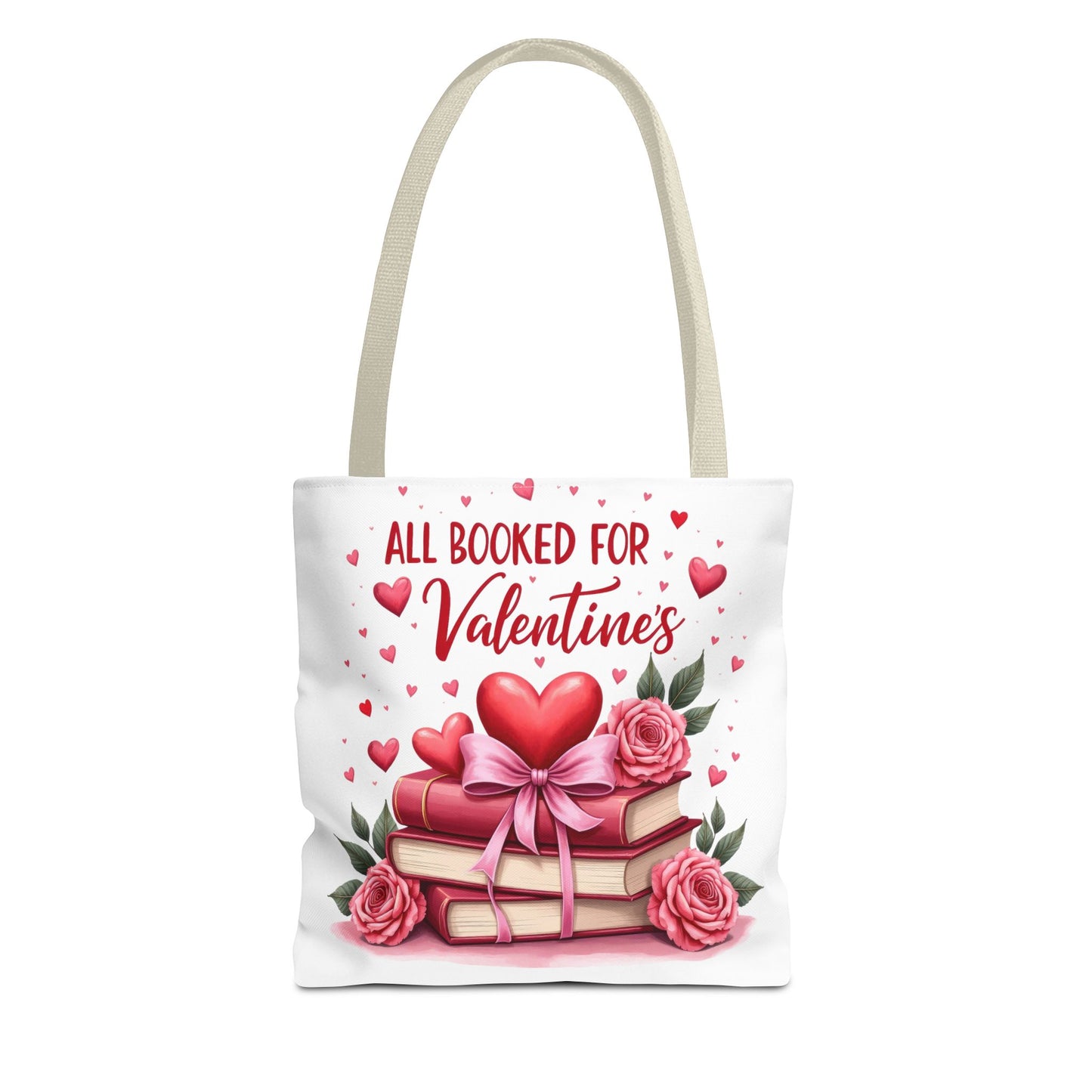 Valentine's Day Tote Bag - 'All Booked for Valentine's' with Floral Design