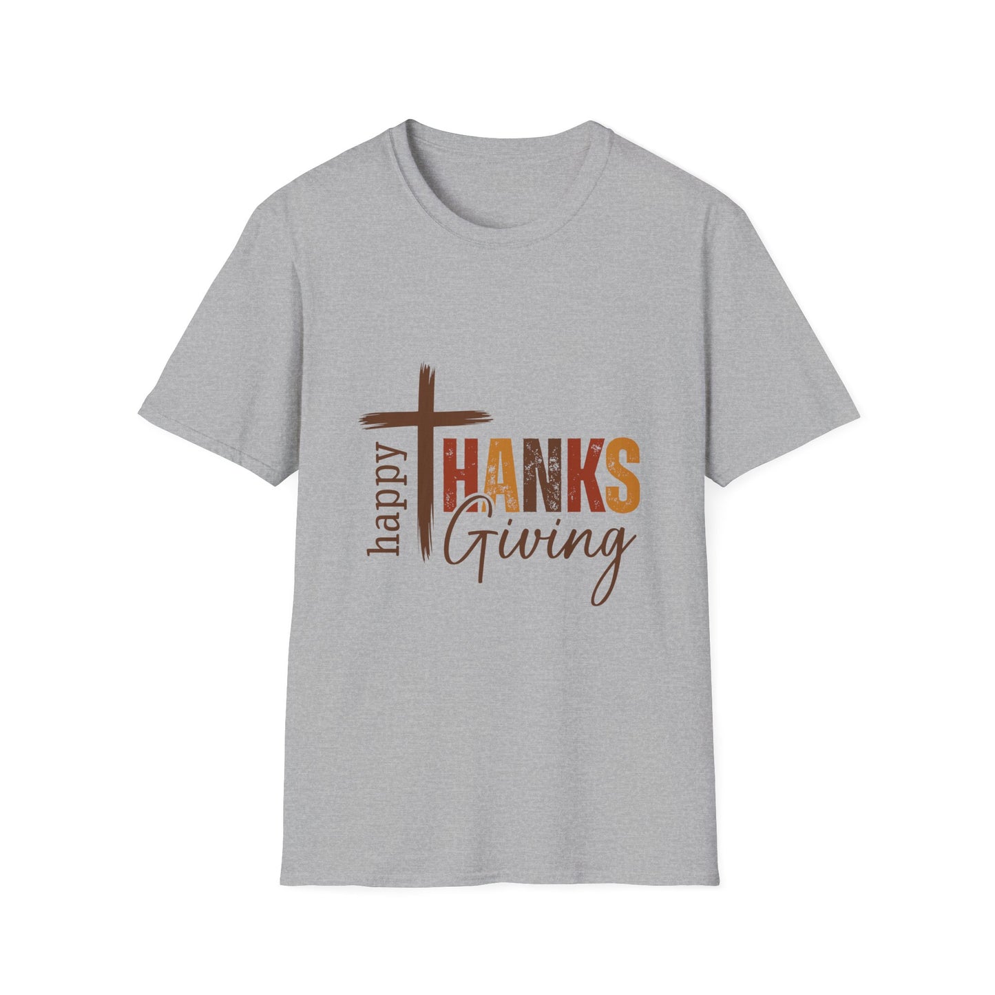 Thanksgiving Cross T‑Shirt — "Happy Thanksgiving" Faithful Fall Tee