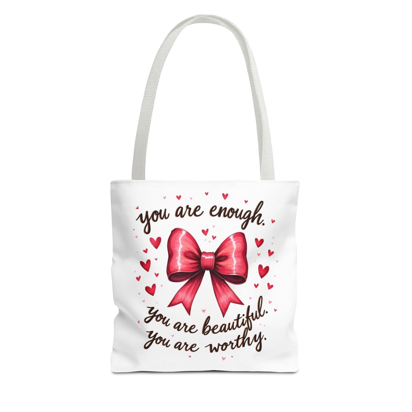 You Are Enough Tote Bag - Inspirational Bow Design for Empowerment and Self-Love