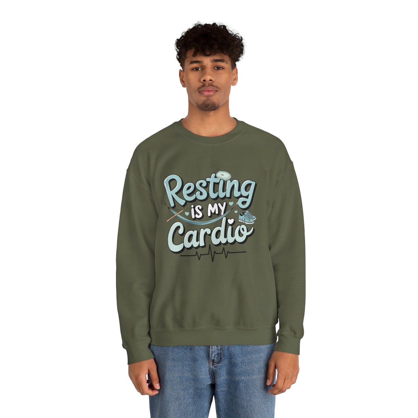 Resting is My Cardio Sweatshirt - Cozy Unisex Heavy Blend Crewneck
