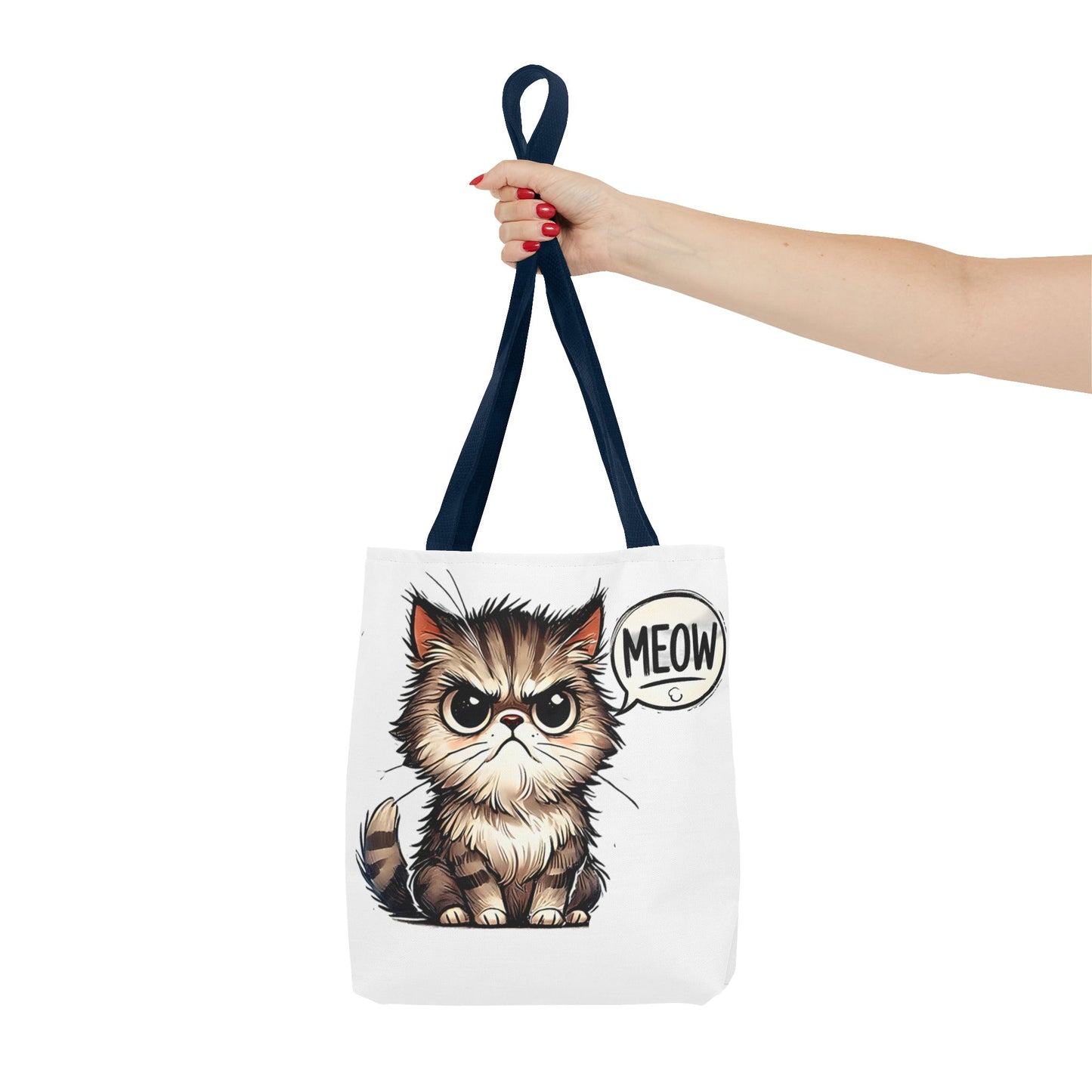 Adorable Cat Print Tote Bag - 'Meow' Design for Cat Lovers