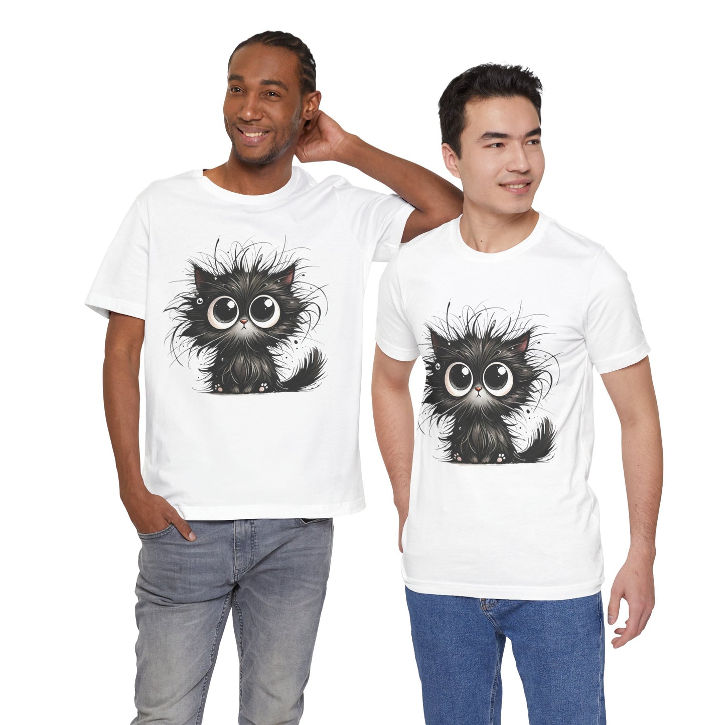 Playful Black Cat Unisex Jersey Tee - Adorable Graphic Tee for Cat Lovers