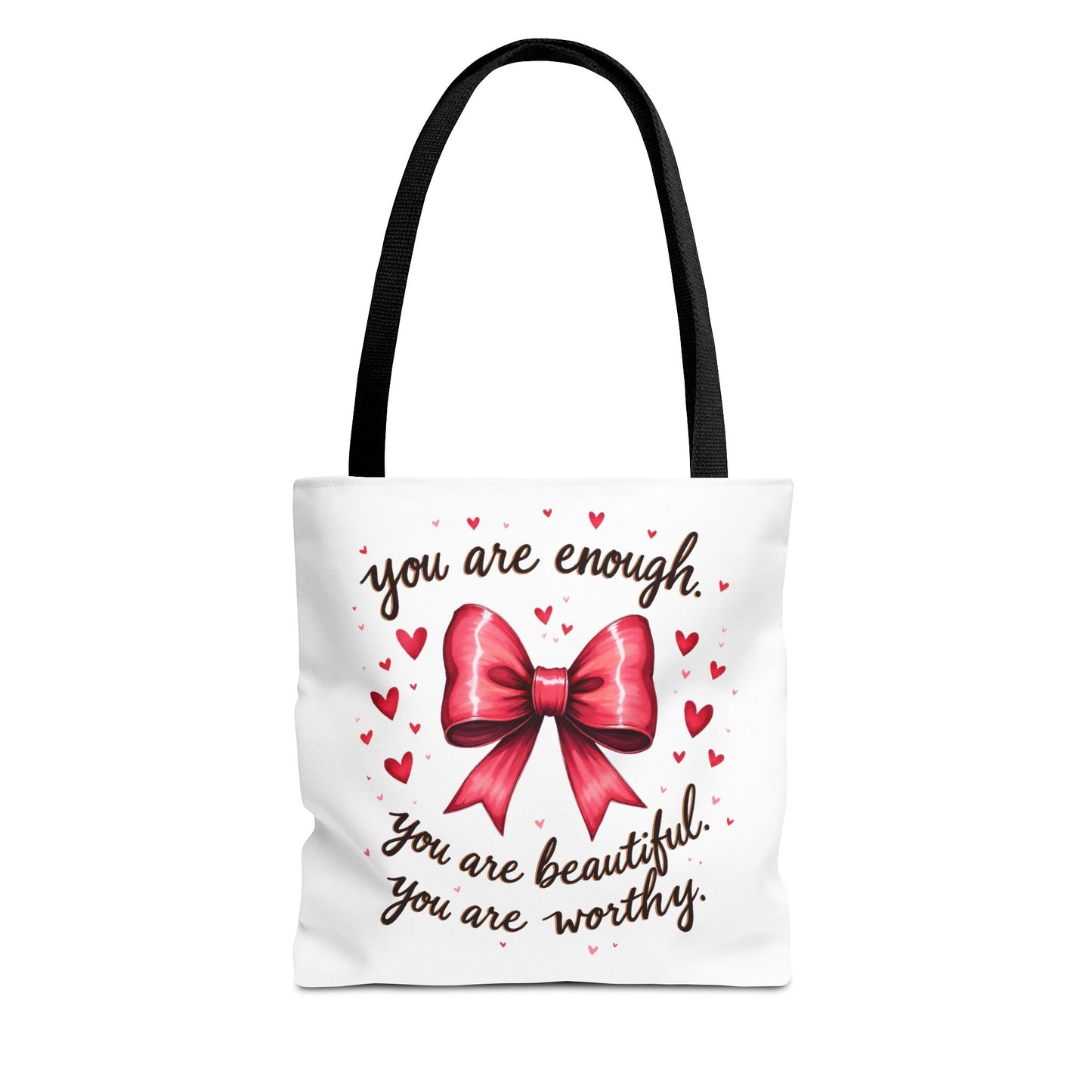 You Are Enough Tote Bag - Inspirational Bow Design for Empowerment and Self-Love
