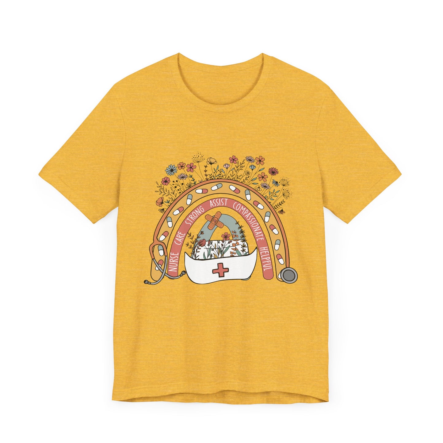 Floral Nurse Support Tee - Unisex Jersey Short Sleeve