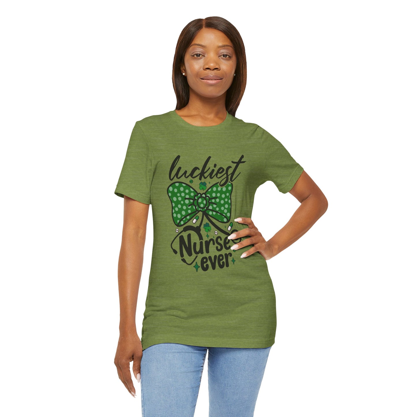 Luckiest Nurse Ever Unisex Short Sleeve Tee - Perfect for St. Patrick's Day
