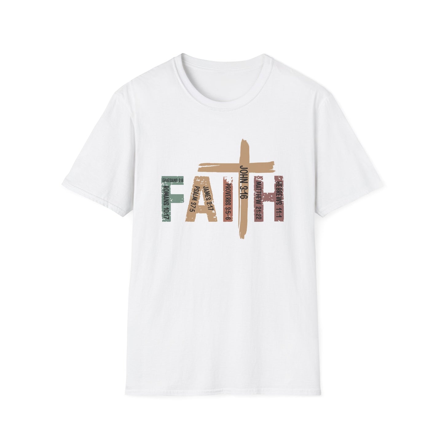 Faith Cross T-Shirt — Rustic Multicolor Christian Tee