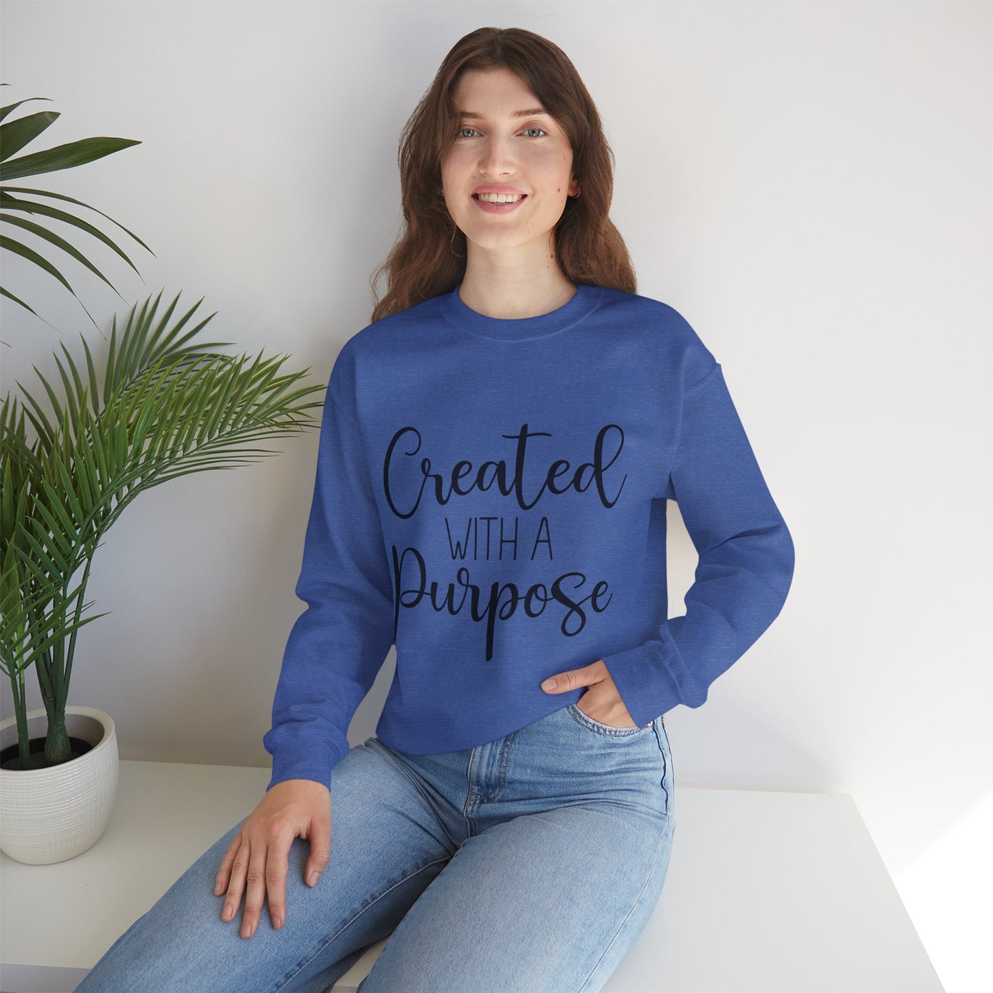 Created with a Purpose Crewneck Sweatshirt - Inspiring Unisex Heavy Blend Style for Everyday Wear