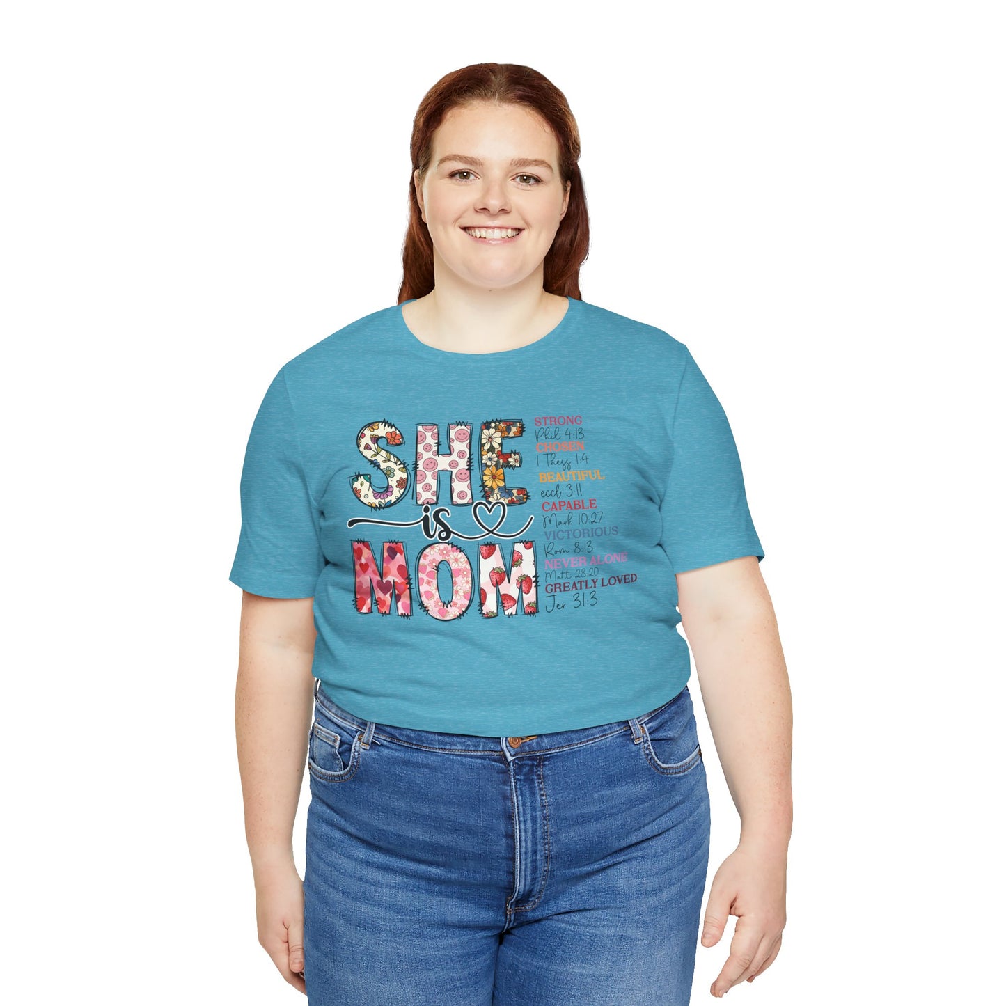 Empowering Unisex Mom Tee - "She is Mom" Floral Design