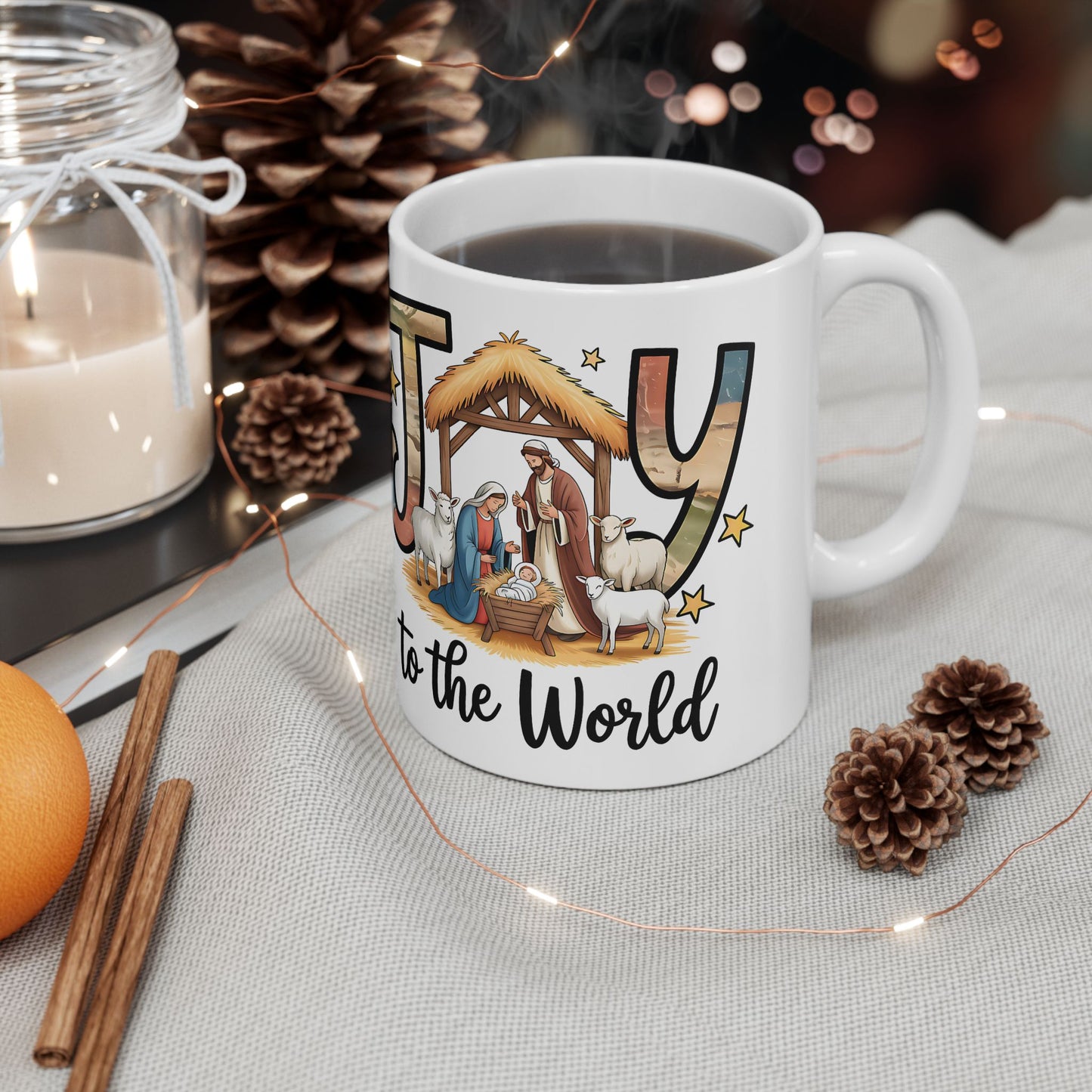Joy to the World Nativity Ceramic Mug (11oz & 15oz)
