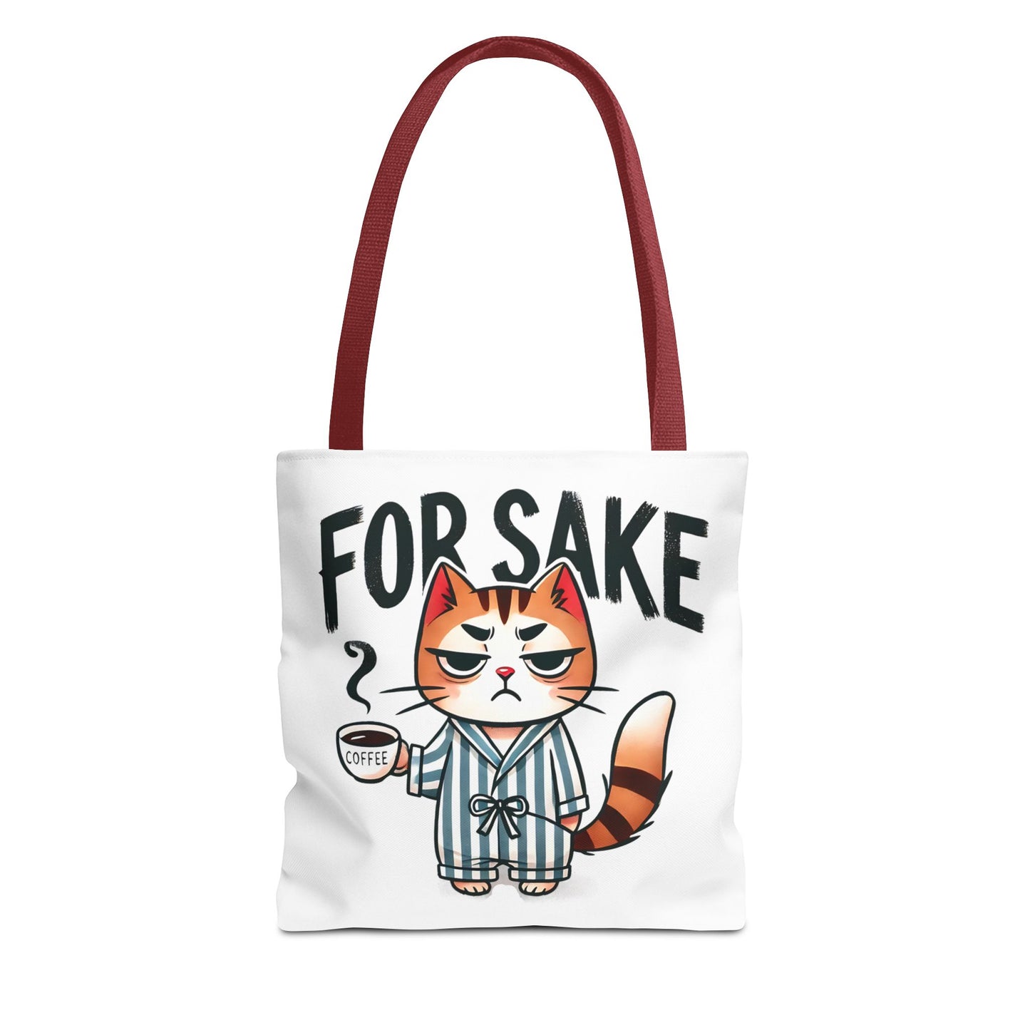 Funny Cat Coffee Tote Bag - 'For Sake' Design - Perfect Gift for Cat Lovers