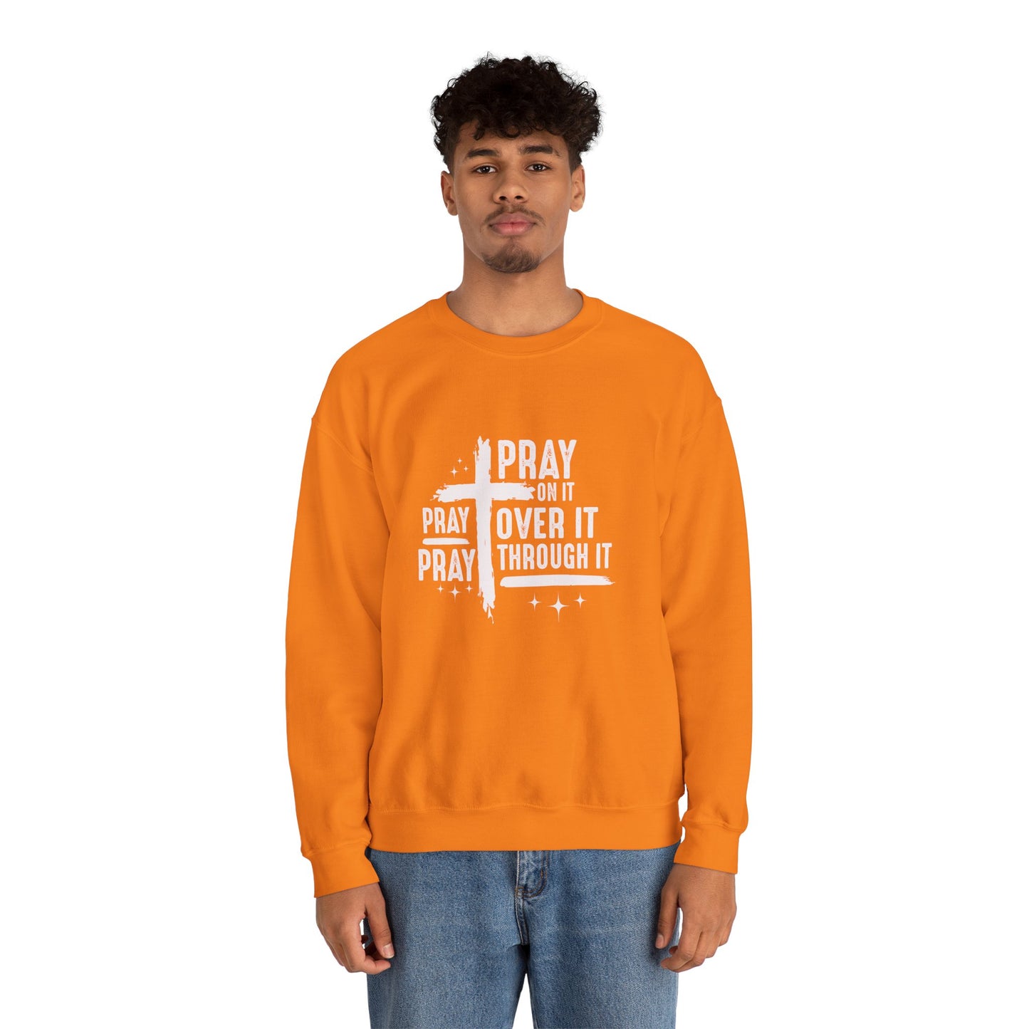 Faith-Inspired Unisex Crewneck Sweatshirt - 'Pray on it, Pray over it, Pray through it'