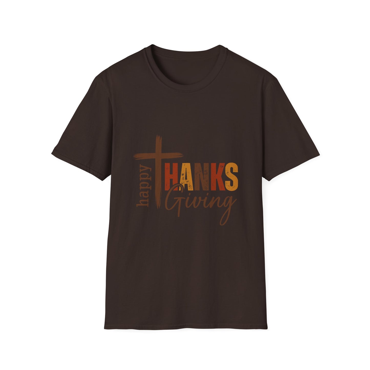 Thanksgiving Cross T‑Shirt — "Happy Thanksgiving" Faithful Fall Tee