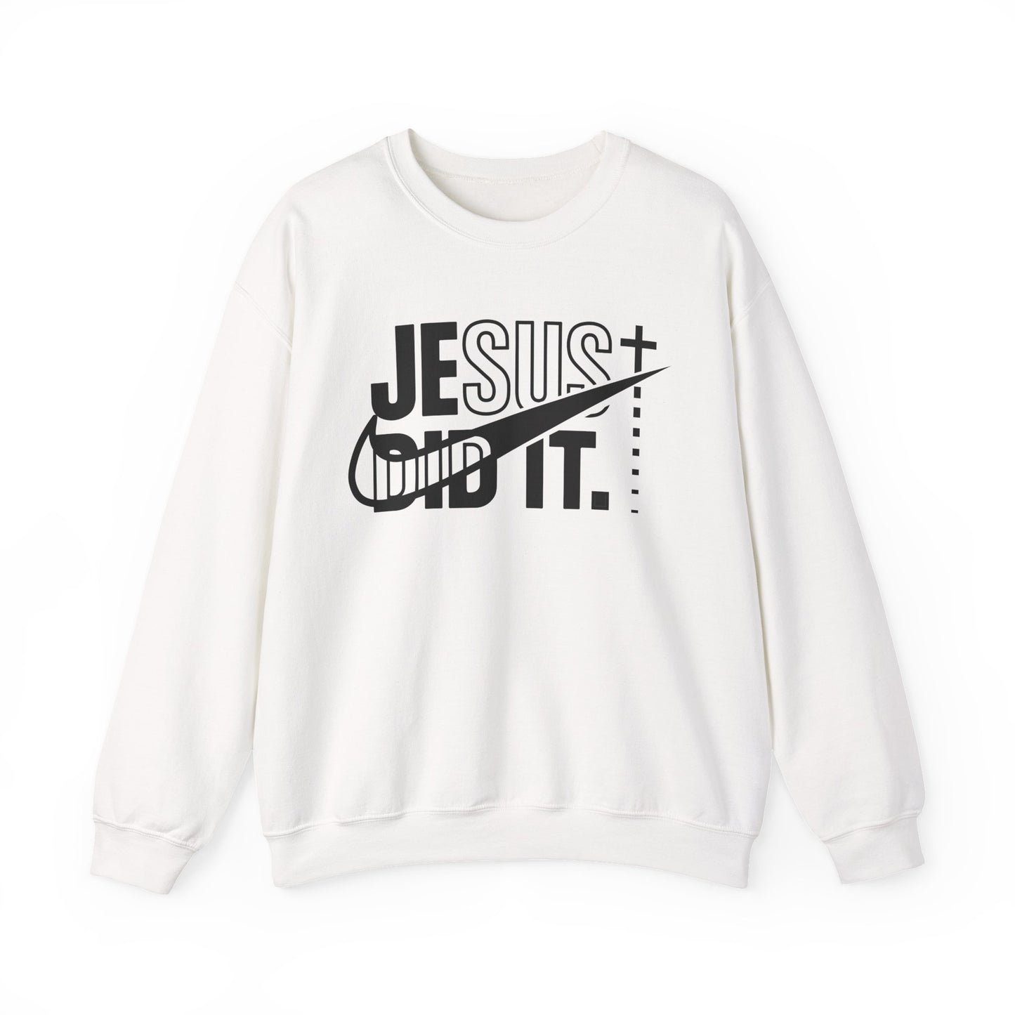Jesus Did It Crewneck Sweatshirt — Christian Faith Graphic Pullover