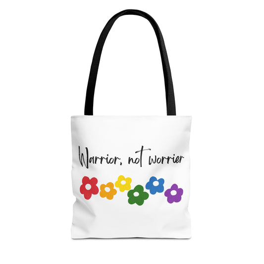 Warrior Not Worrier Floral Tote Bag
