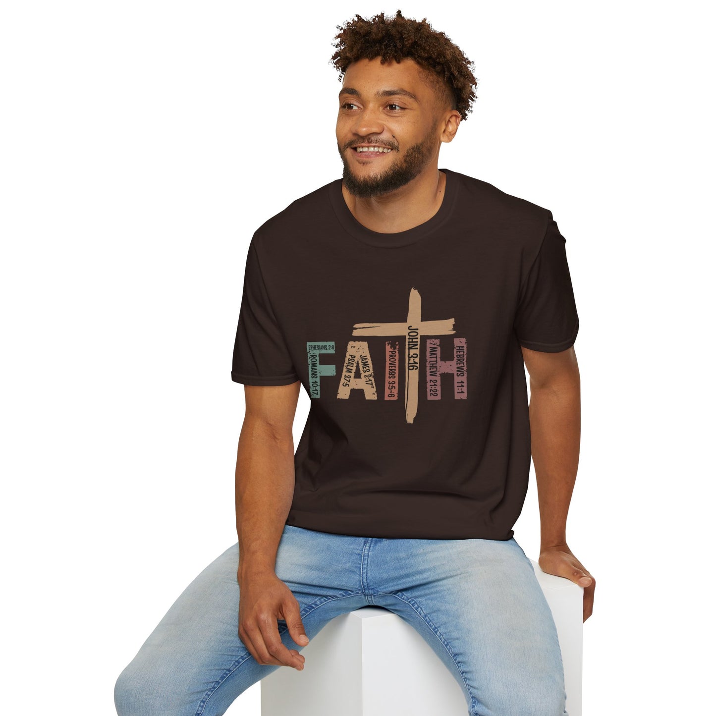 Faith Cross T-Shirt — Rustic Multicolor Christian Tee