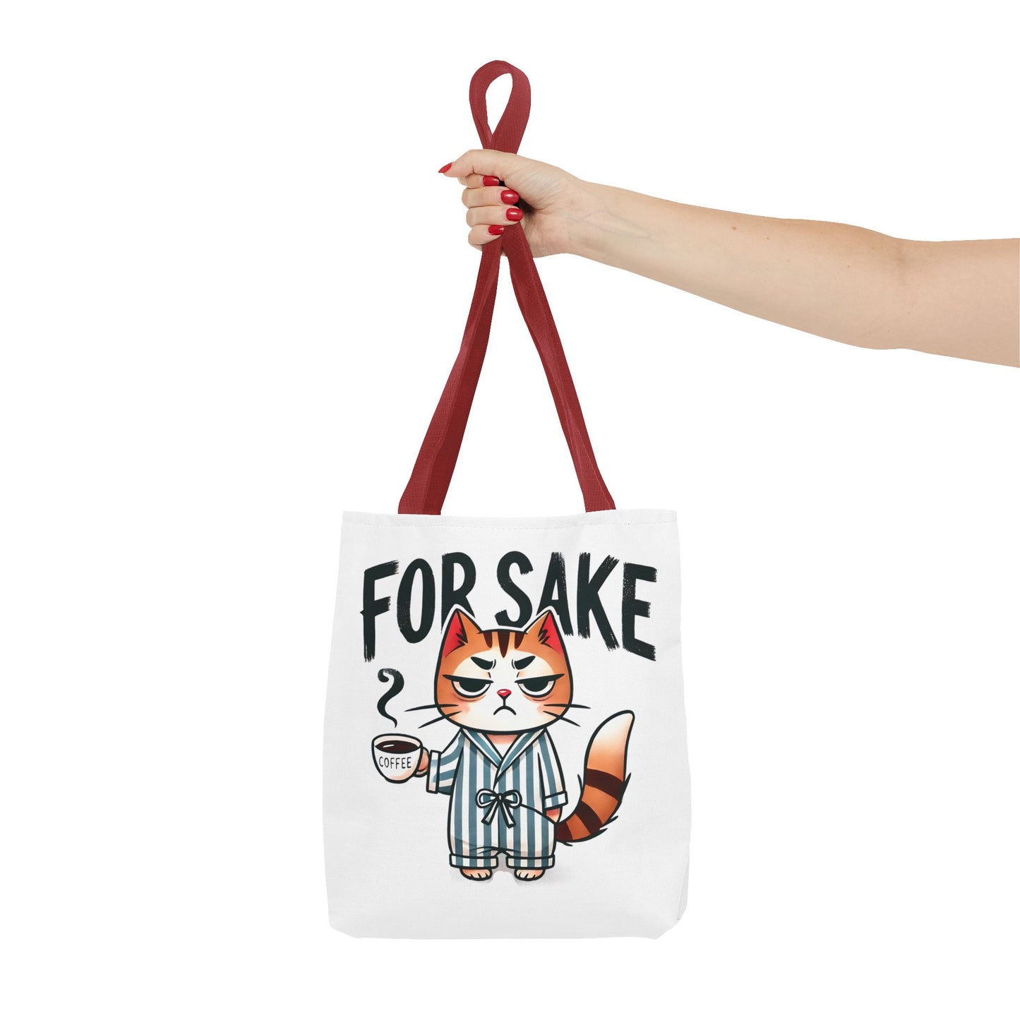 Funny Cat Coffee Tote Bag - 'For Sake' Design - Perfect Gift for Cat Lovers