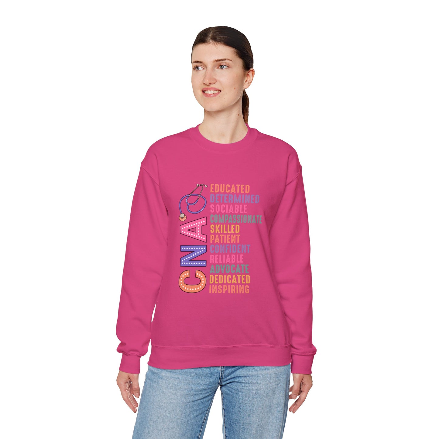 CNA Pride Crewneck Sweatshirt - Empowering Words for Caring Professionals