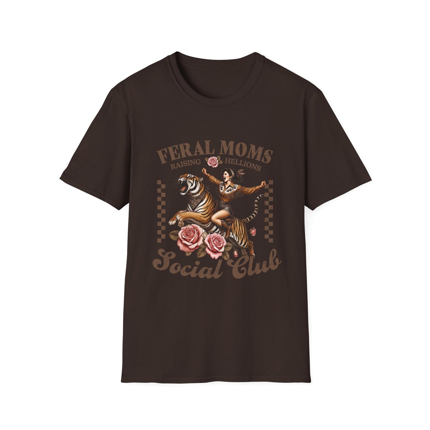 Feral Moms Social Club T‑Shirt — Raising Hellions Vintage Tattoo Floral Design