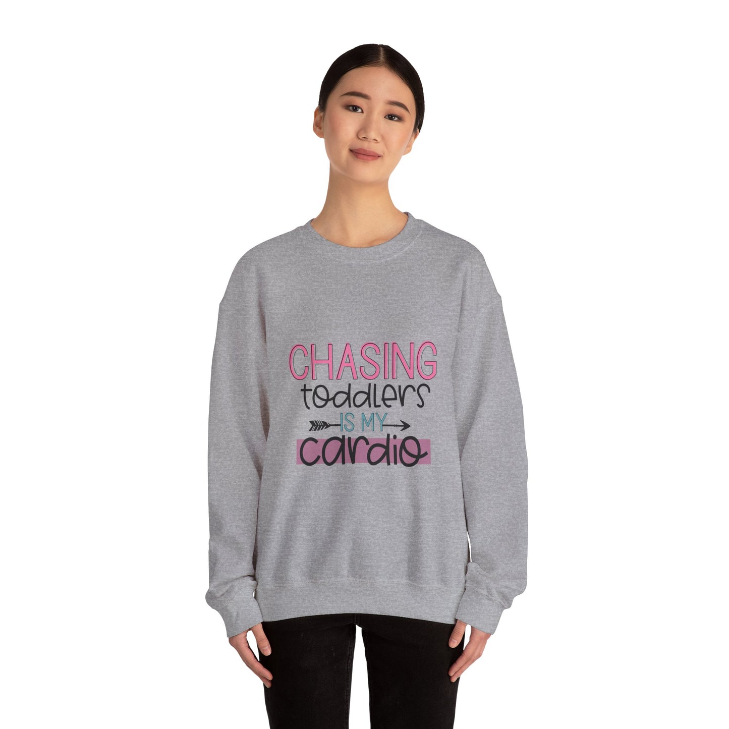 Chasing Toddlers Crewneck Sweatshirt | Funny Parenthood Apparel