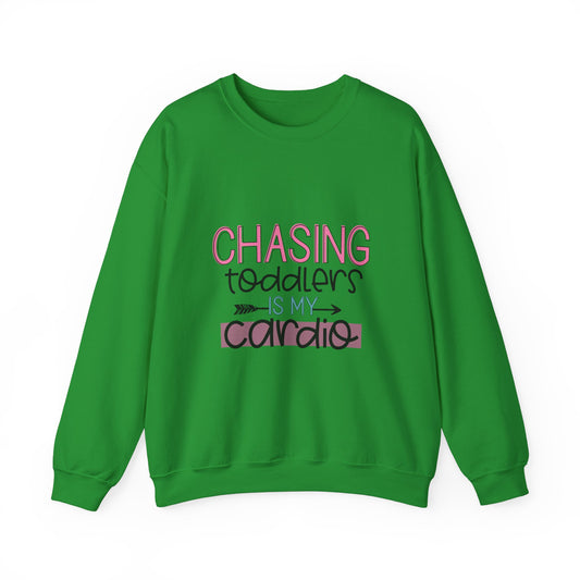 Chasing Toddlers Crewneck Sweatshirt | Funny Parenthood Apparel