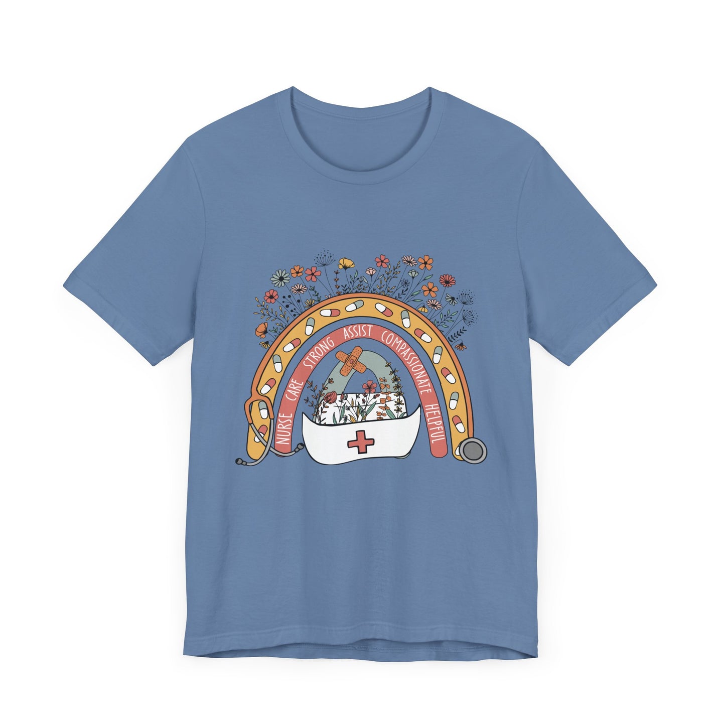 Floral Nurse Support Tee - Unisex Jersey Short Sleeve