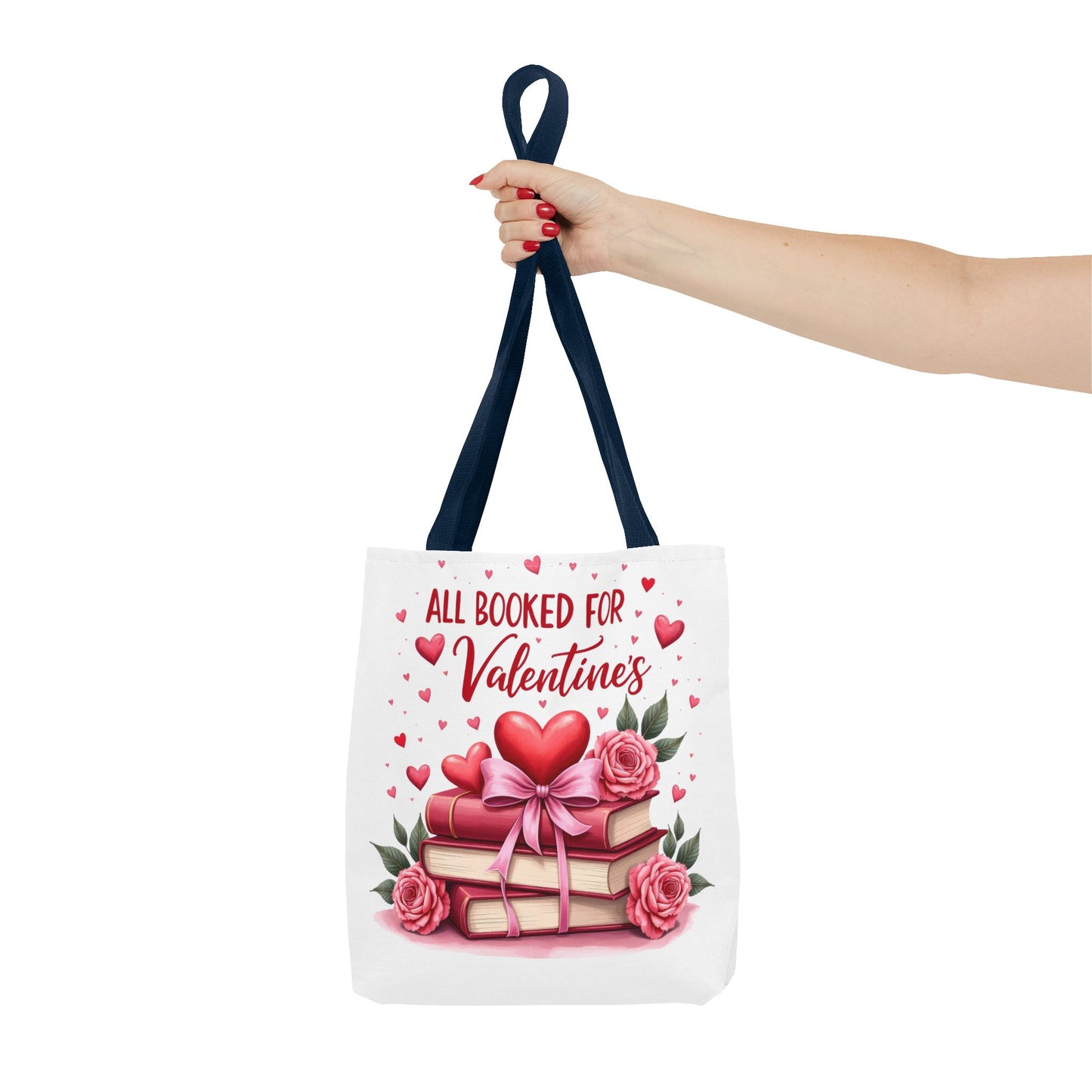 Valentine's Day Tote Bag - 'All Booked for Valentine's' with Floral Design