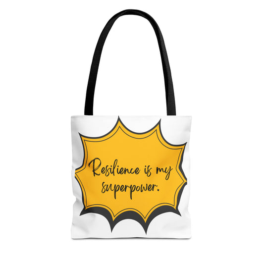 Inspirational Tote Bag - 'Resilience is My Superpower' - Motivational Shopping Bag for Everyday Use