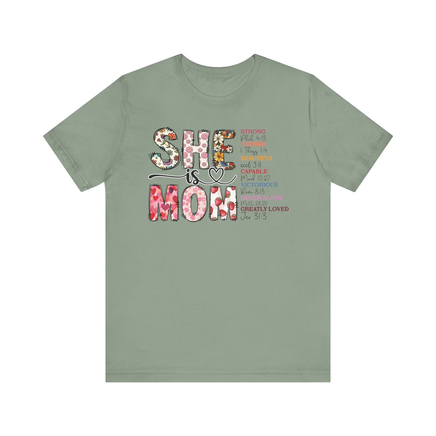 Empowering Unisex Mom Tee - "She is Mom" Floral Design