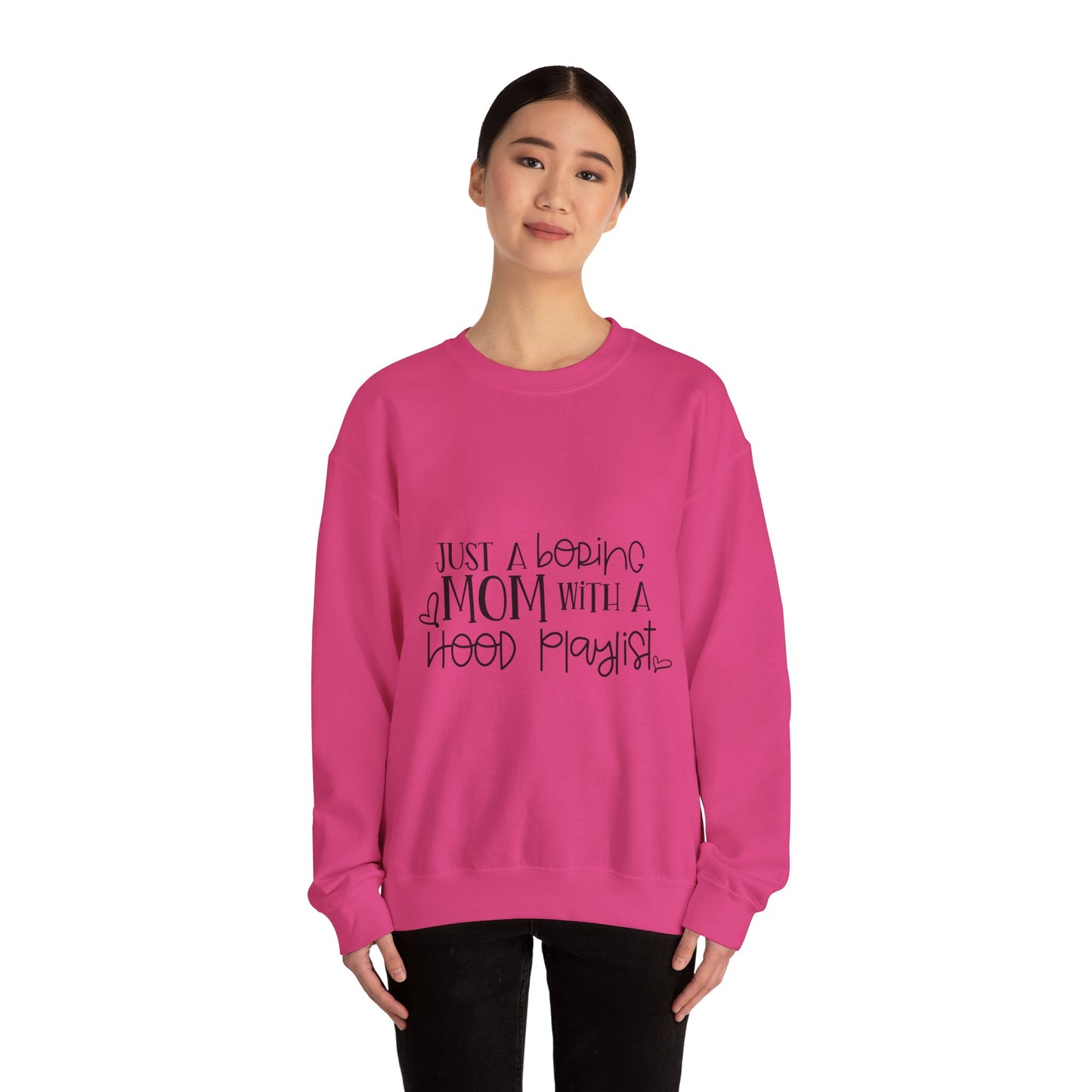 Just a Boring Mom with a Hood Playlist Sweatshirt - Unisex Heavy Blend™ Crewneck