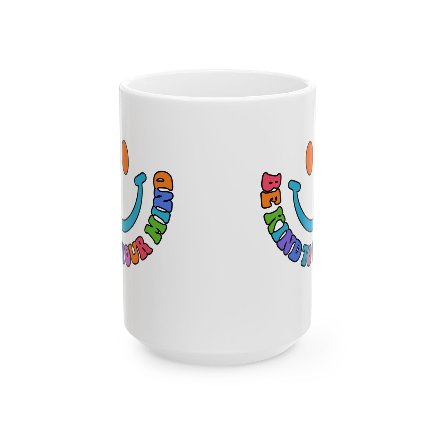 Be Kind Ceramic Mug - Colorful Motivational Design (11oz, 15oz)