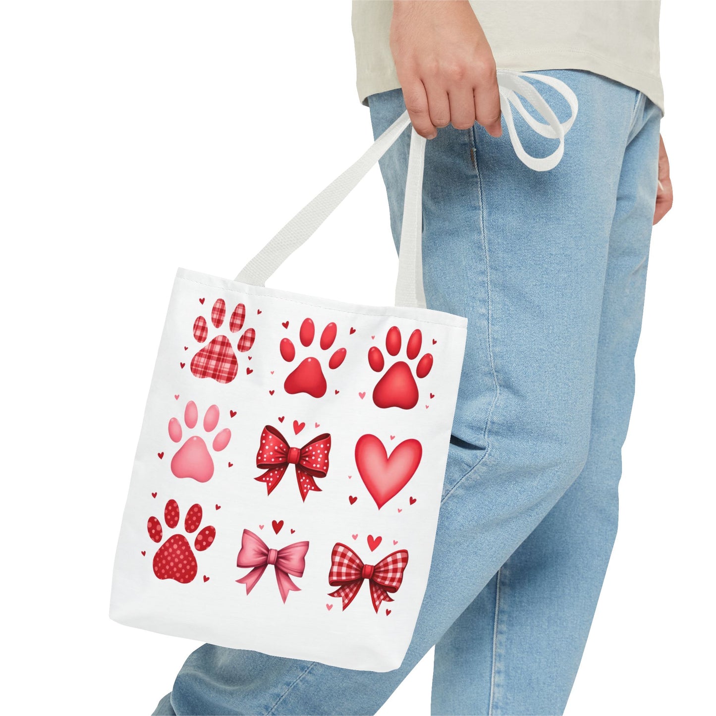 Cute Love and Paw Print Tote Bag - Perfect for Pet Lovers