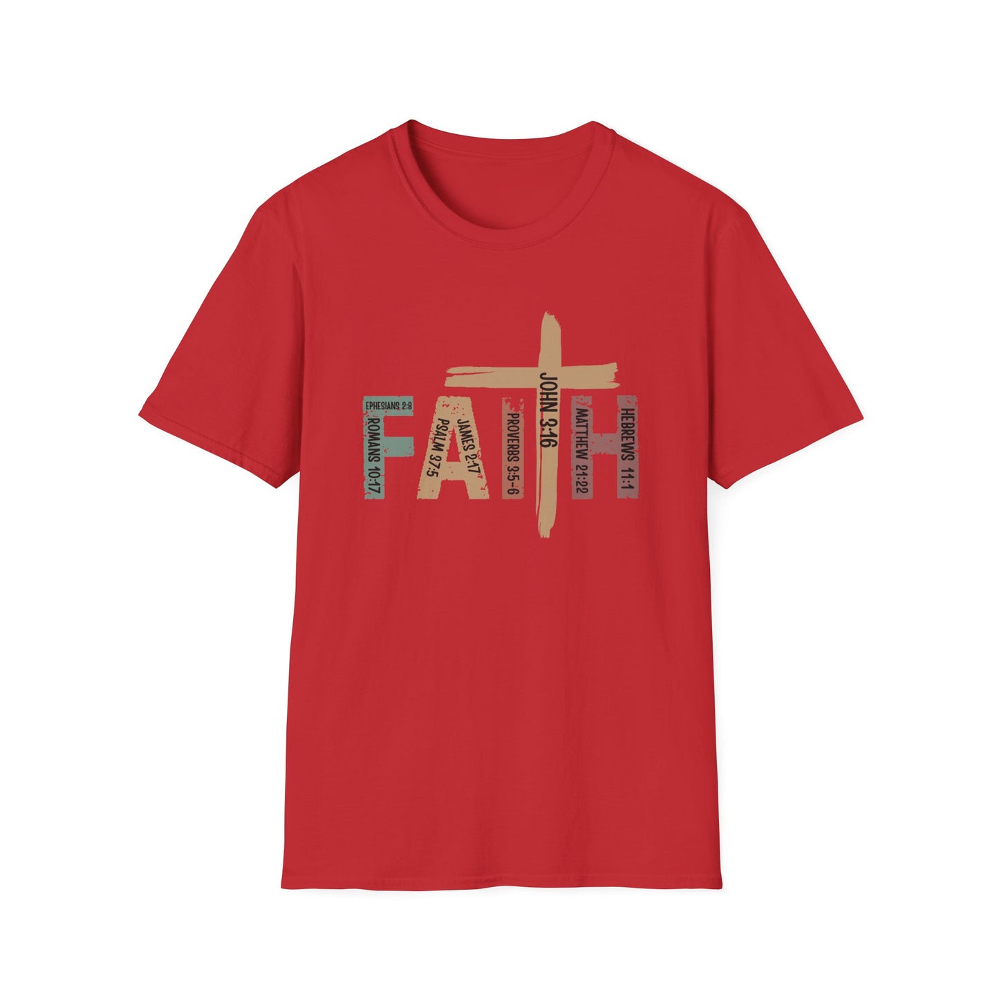 Faith Cross T-Shirt — Rustic Multicolor Christian Tee