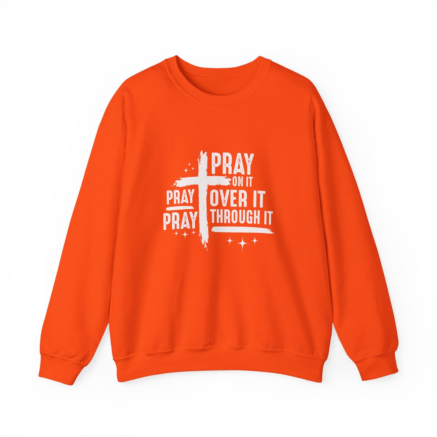 Faith-Inspired Unisex Crewneck Sweatshirt - 'Pray on it, Pray over it, Pray through it'