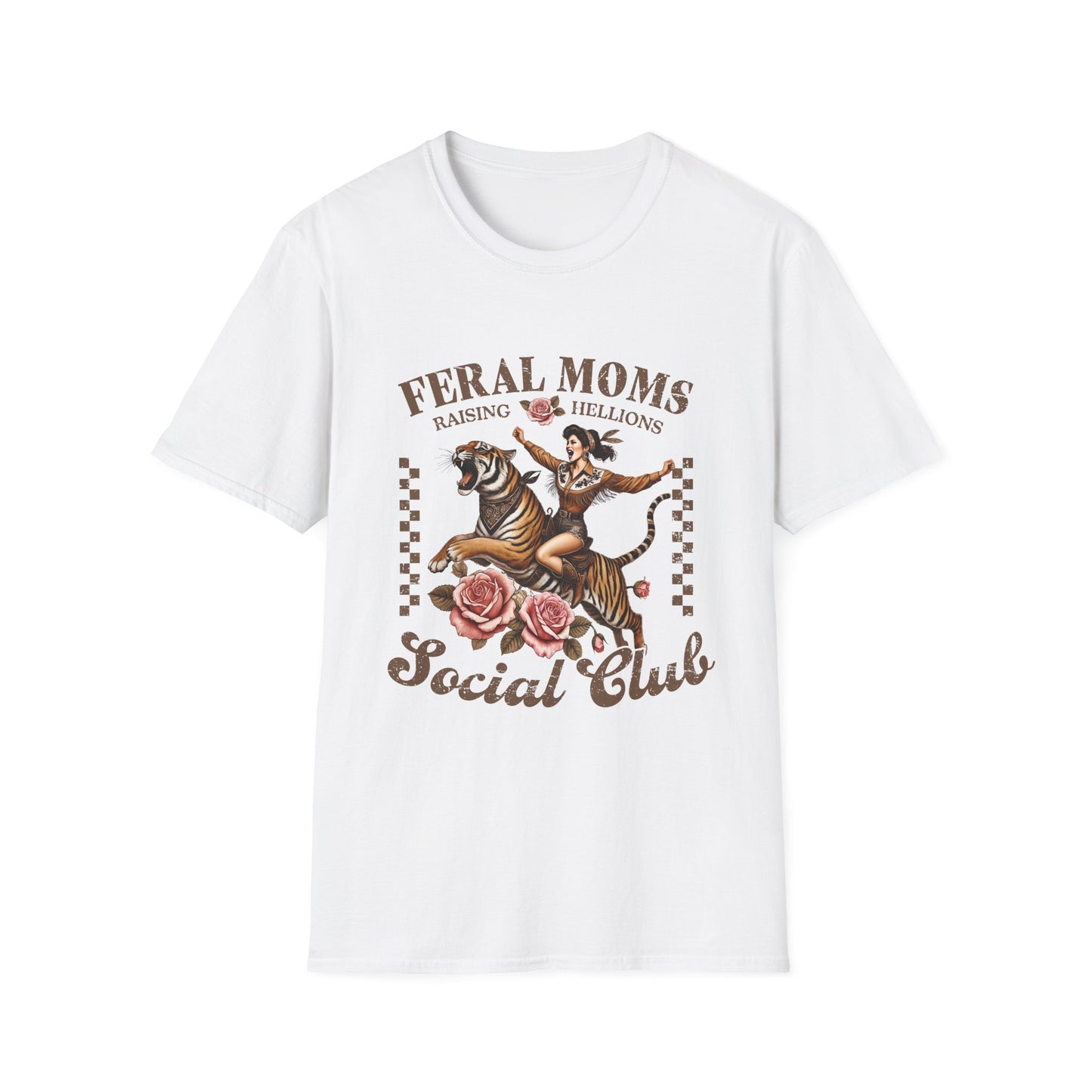 Feral Moms Social Club T‑Shirt — Raising Hellions Vintage Tattoo Floral Design