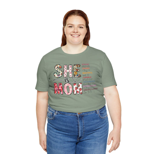 Empowering Unisex Mom Tee - "She is Mom" Floral Design