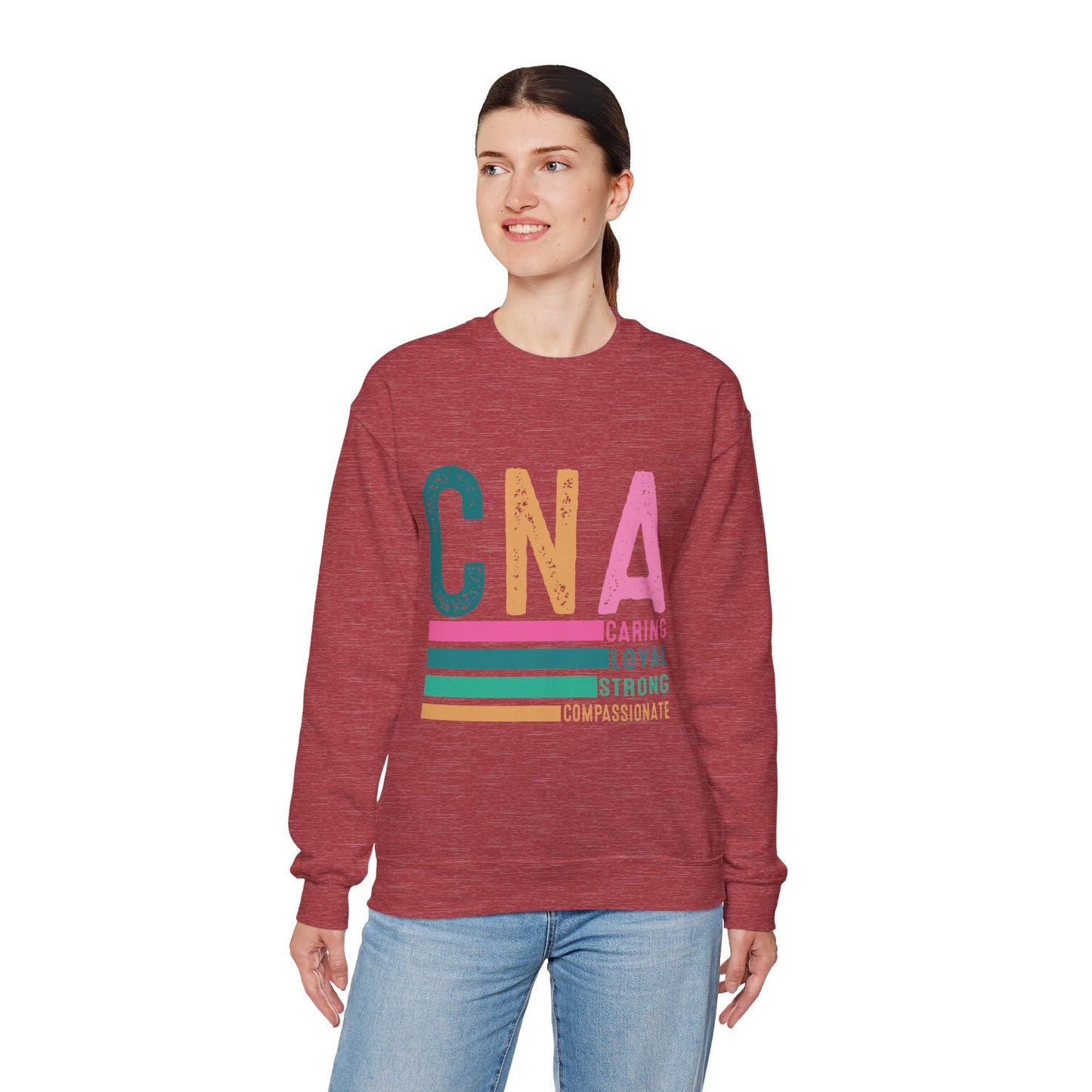 CNA Pride Crewneck Sweatshirt | Caring, Loyal, Strong & Compassionate