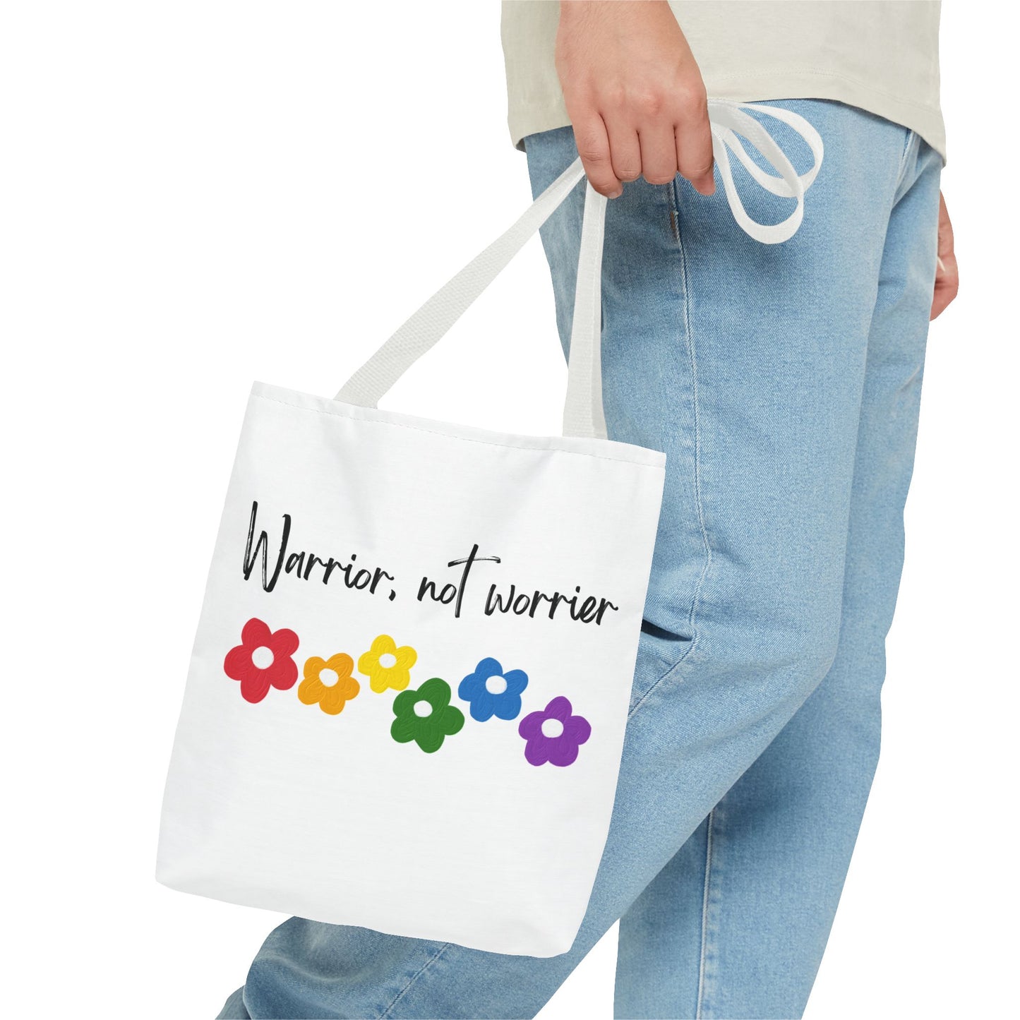 Warrior Not Worrier Floral Tote Bag