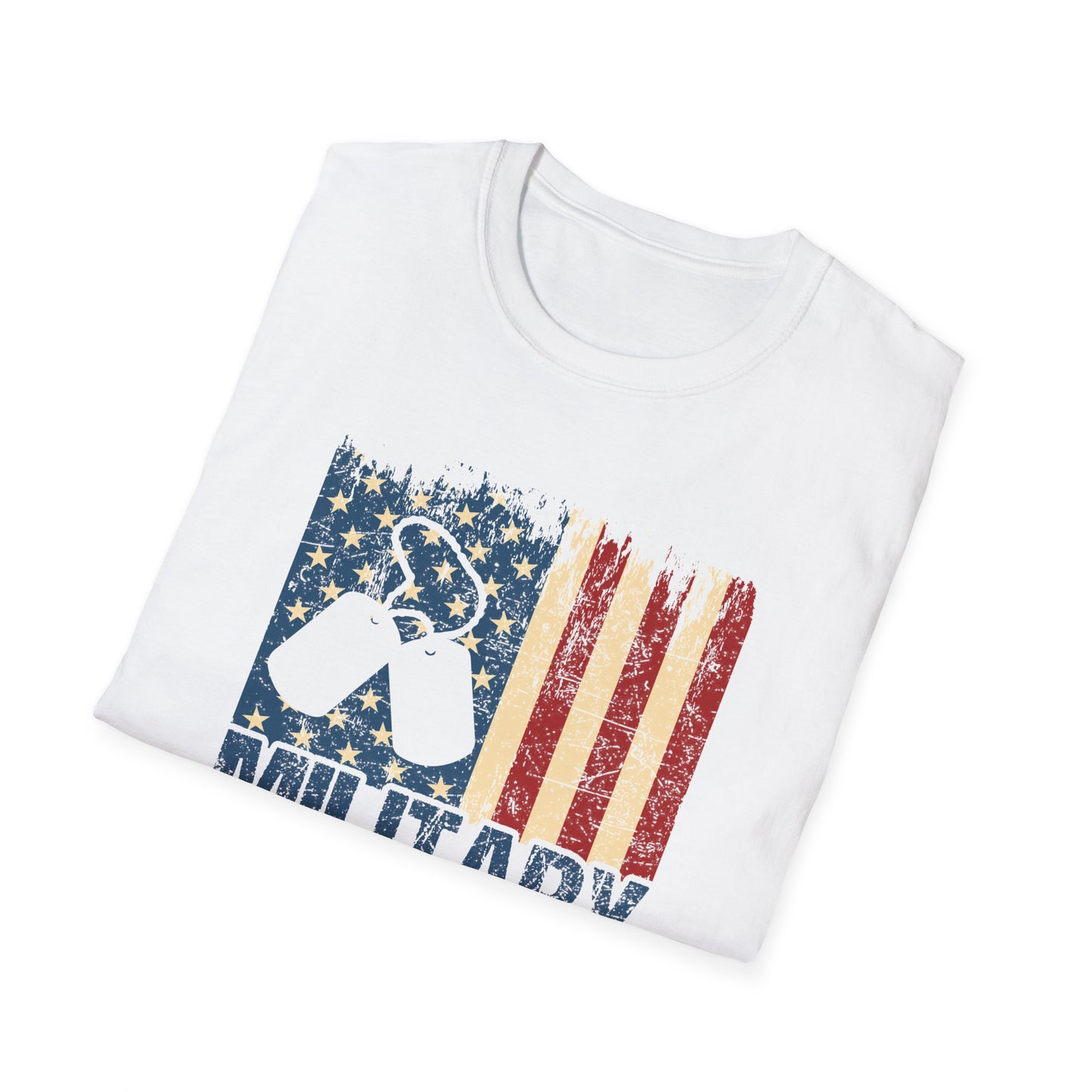 Military Mom T-Shirt – Distressed American Flag & Dog Tag Patriotic Tee