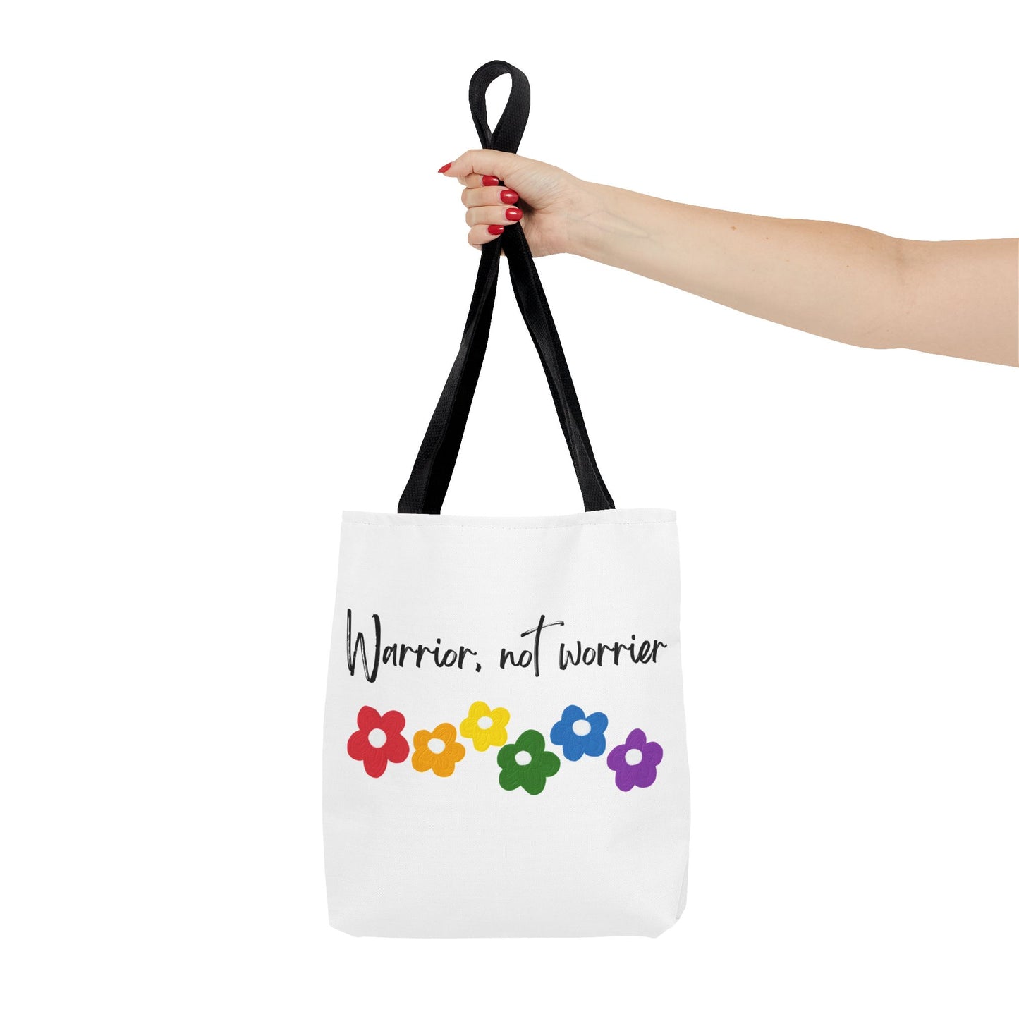 Warrior Not Worrier Floral Tote Bag