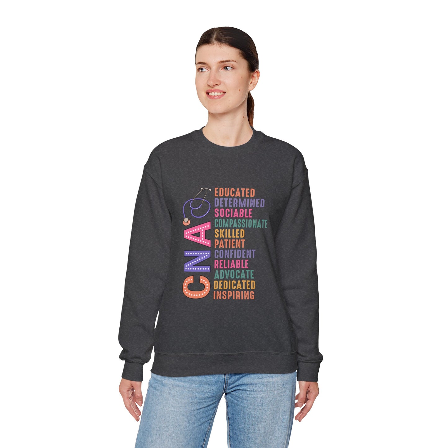 CNA Pride Crewneck Sweatshirt - Empowering Words for Caring Professionals