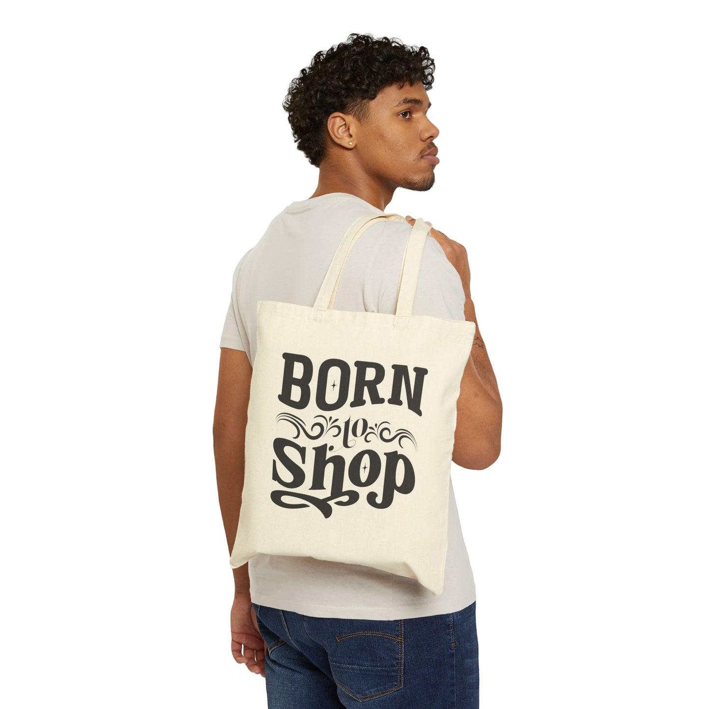 Born to Shop Cotton Canvas Tote Bag - Stylish Eco-Friendly Shopper