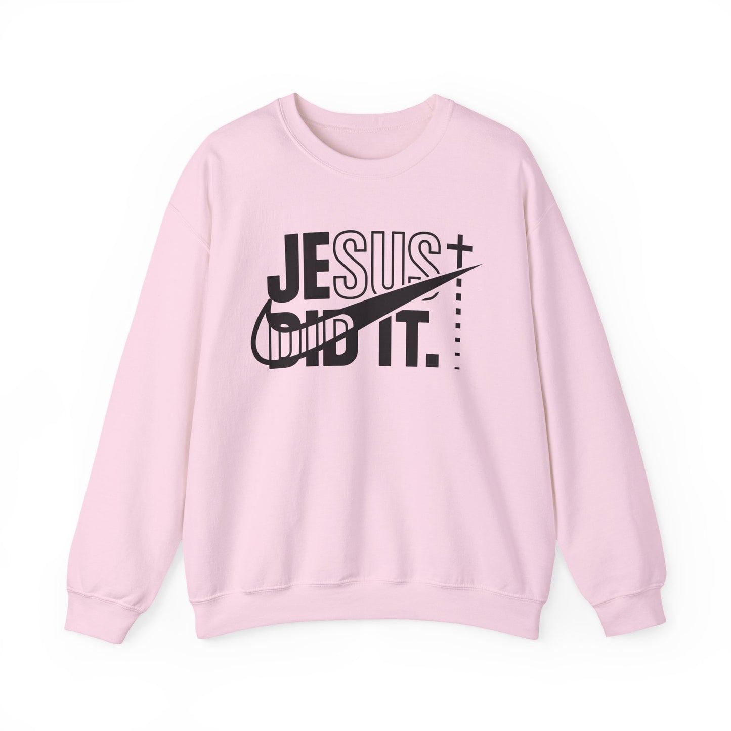 Jesus Did It Crewneck Sweatshirt — Christian Faith Graphic Pullover
