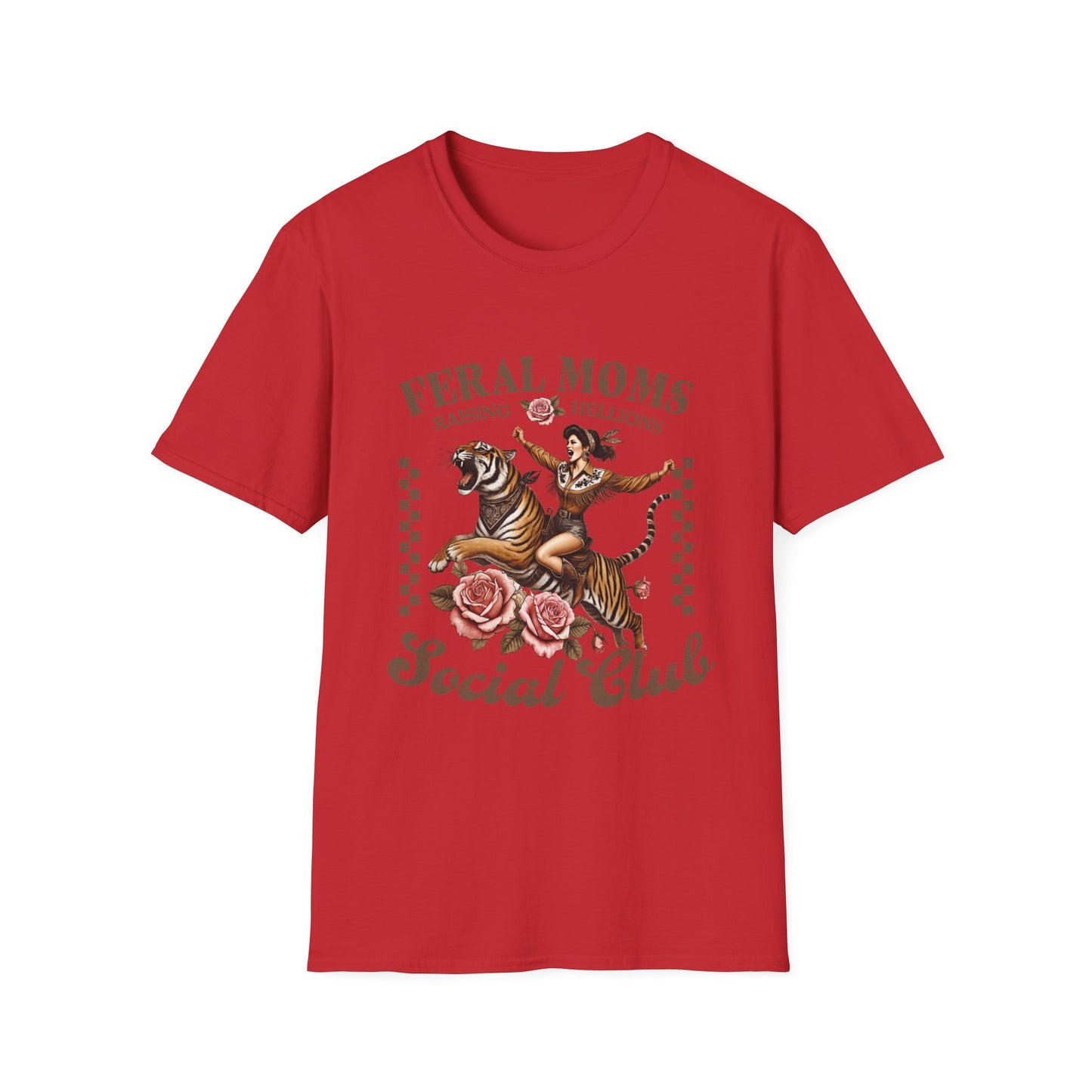 Feral Moms Social Club T‑Shirt — Raising Hellions Vintage Tattoo Floral Design