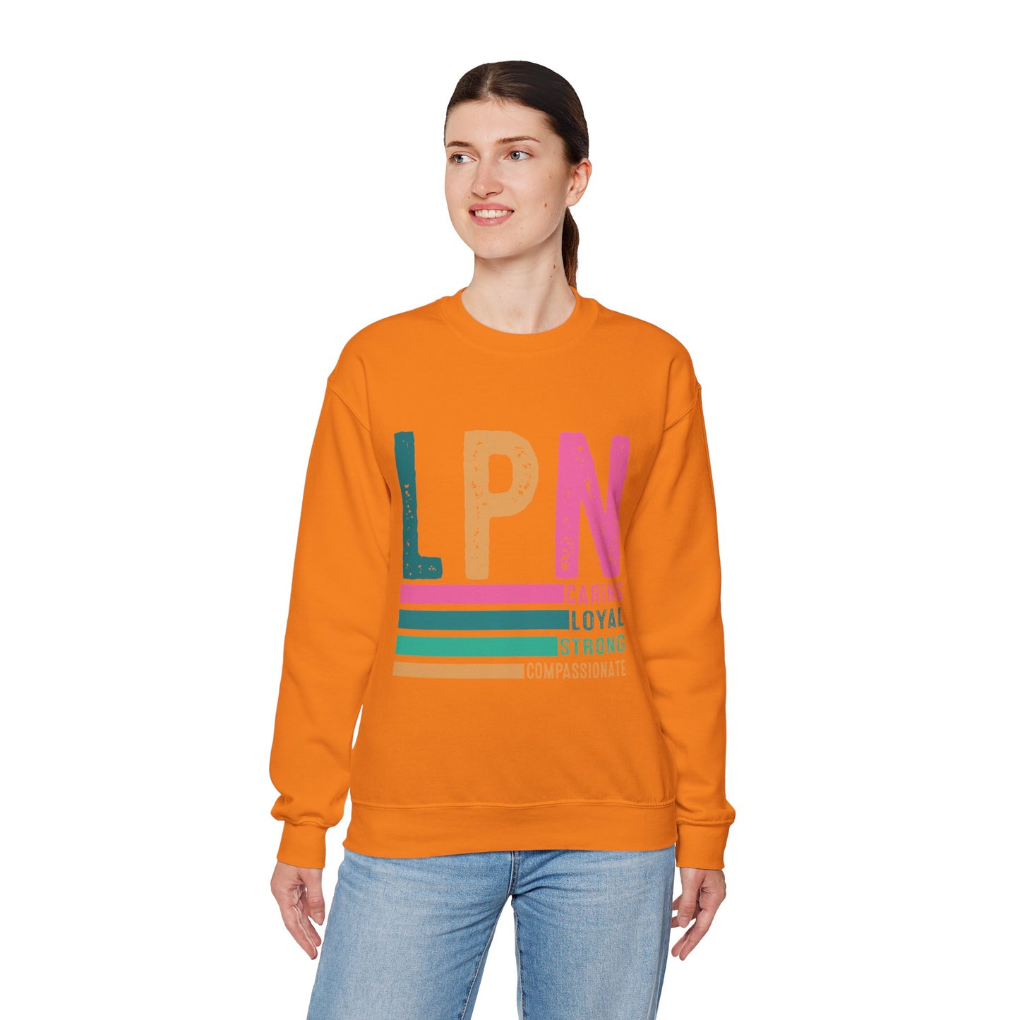 Caring Strong Compassionate Crewneck Sweatshirt for LPNs