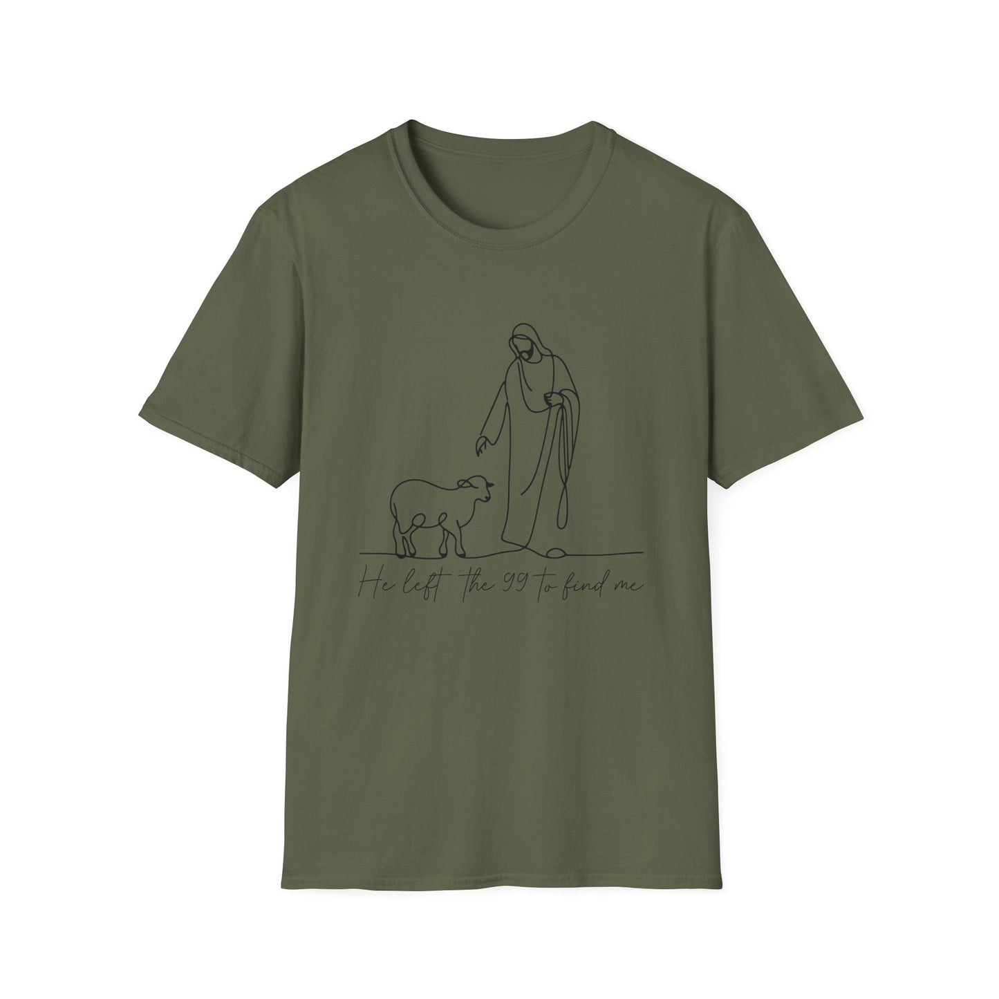 Christian Shepherd T-Shirt – "He Left the 99 to Find Me" Minimal Line Art