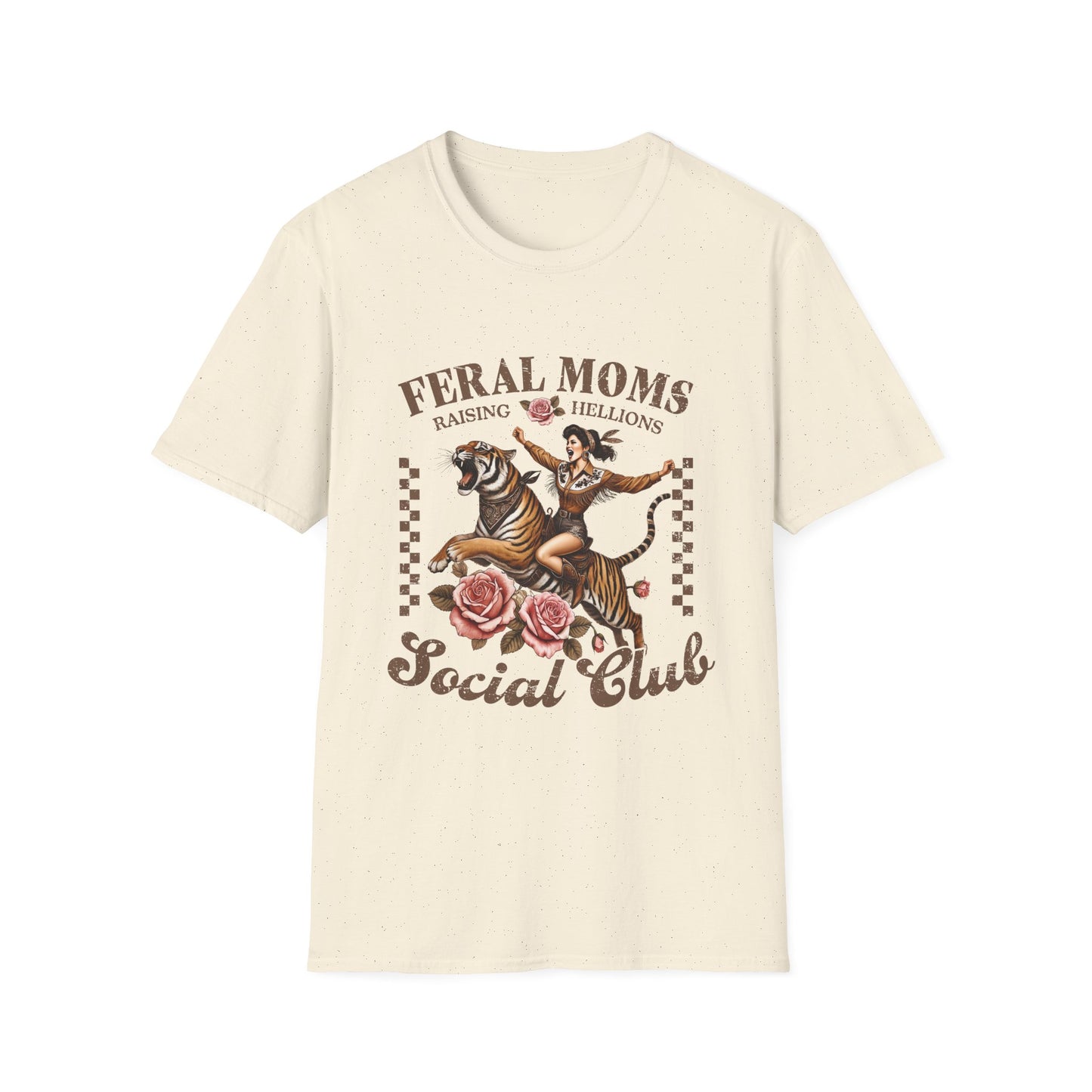 Feral Moms Social Club T‑Shirt — Raising Hellions Vintage Tattoo Floral Design